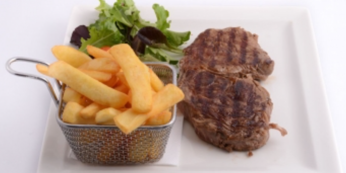 Rib Eye Steak Grilled Black Angus 300g with fries